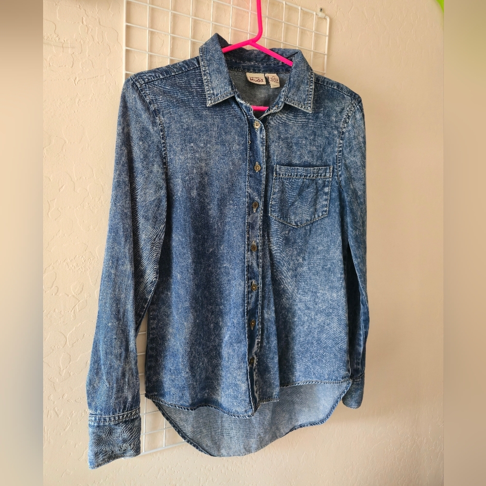 Mudd Denim Button Up Shirt Acid Wash